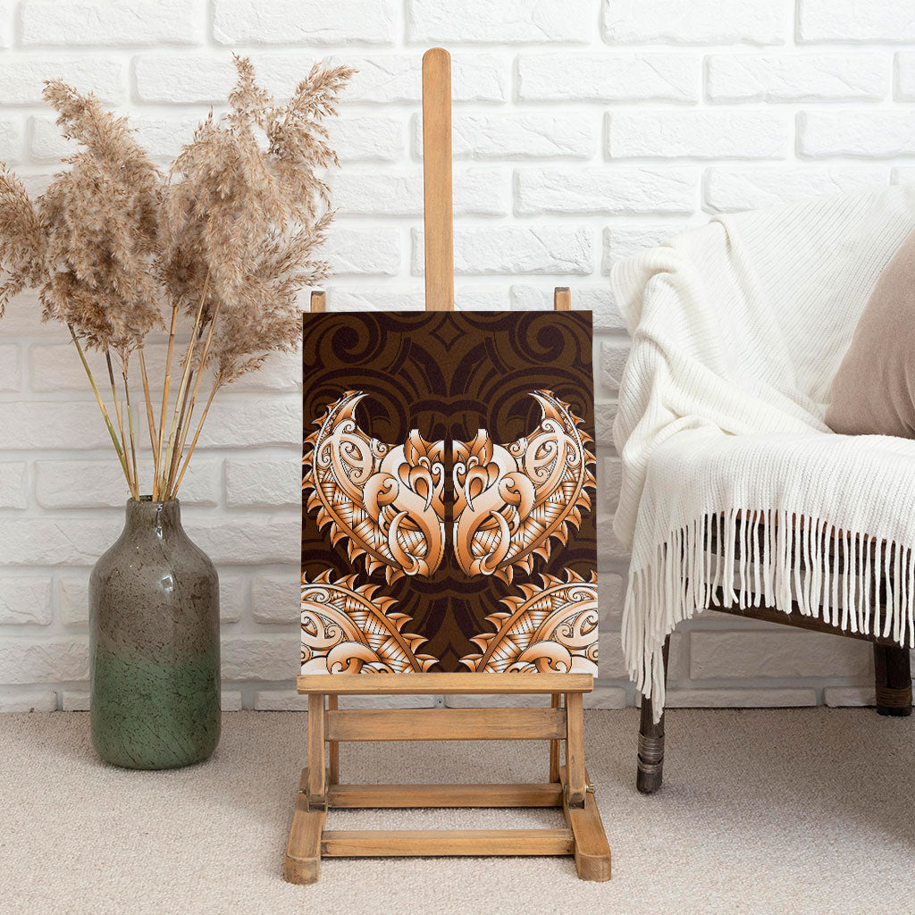 New Zealand Ta Moko Canvas Wall Art Aotearoa Maori Chest Tattoo Orange