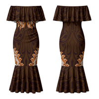 New Zealand Ta Moko Family Matching Mermaid Dress and Hawaiian Shirt Aotearoa Maori Chest Tattoo Orange