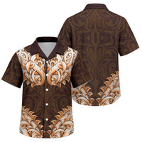 New Zealand Ta Moko Family Matching Short Sleeve Bodycon Dress and Hawaiian Shirt Aotearoa Maori Chest Tattoo Orange