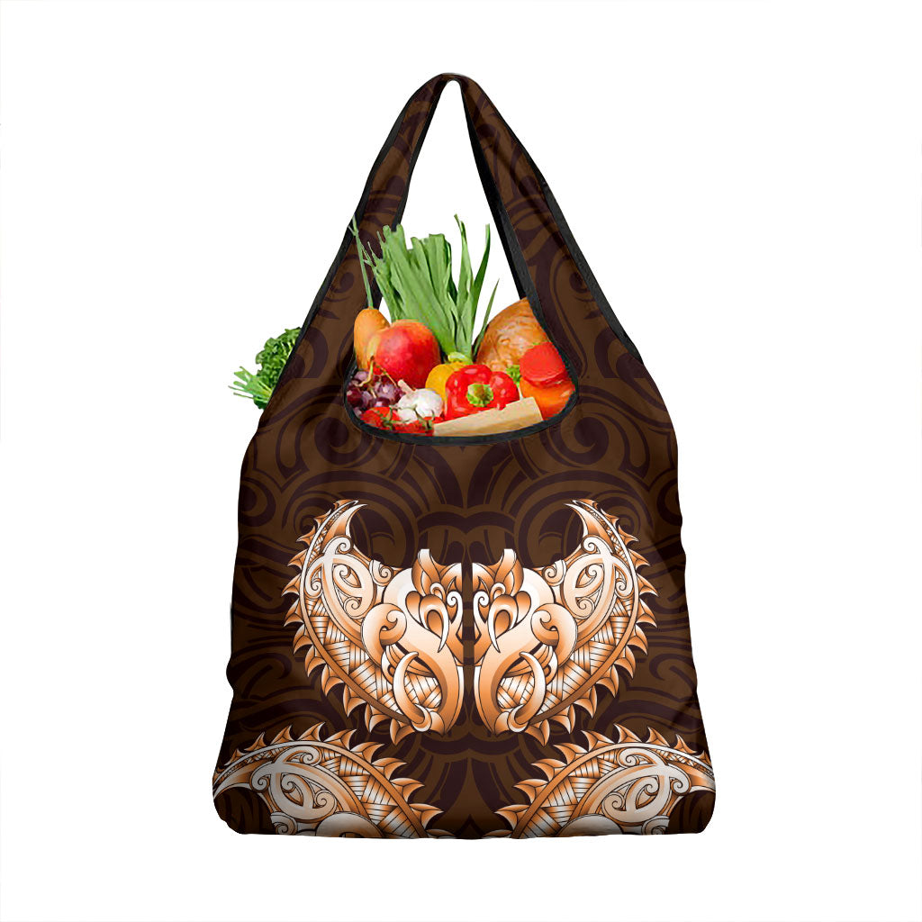 New Zealand Ta Moko Grocery Bag Aotearoa Maori Chest Tattoo Orange