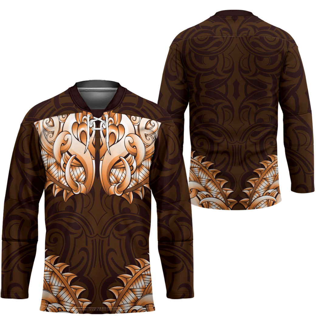 New Zealand Ta Moko Hockey Jersey Aotearoa Maori Chest Tattoo Orange
