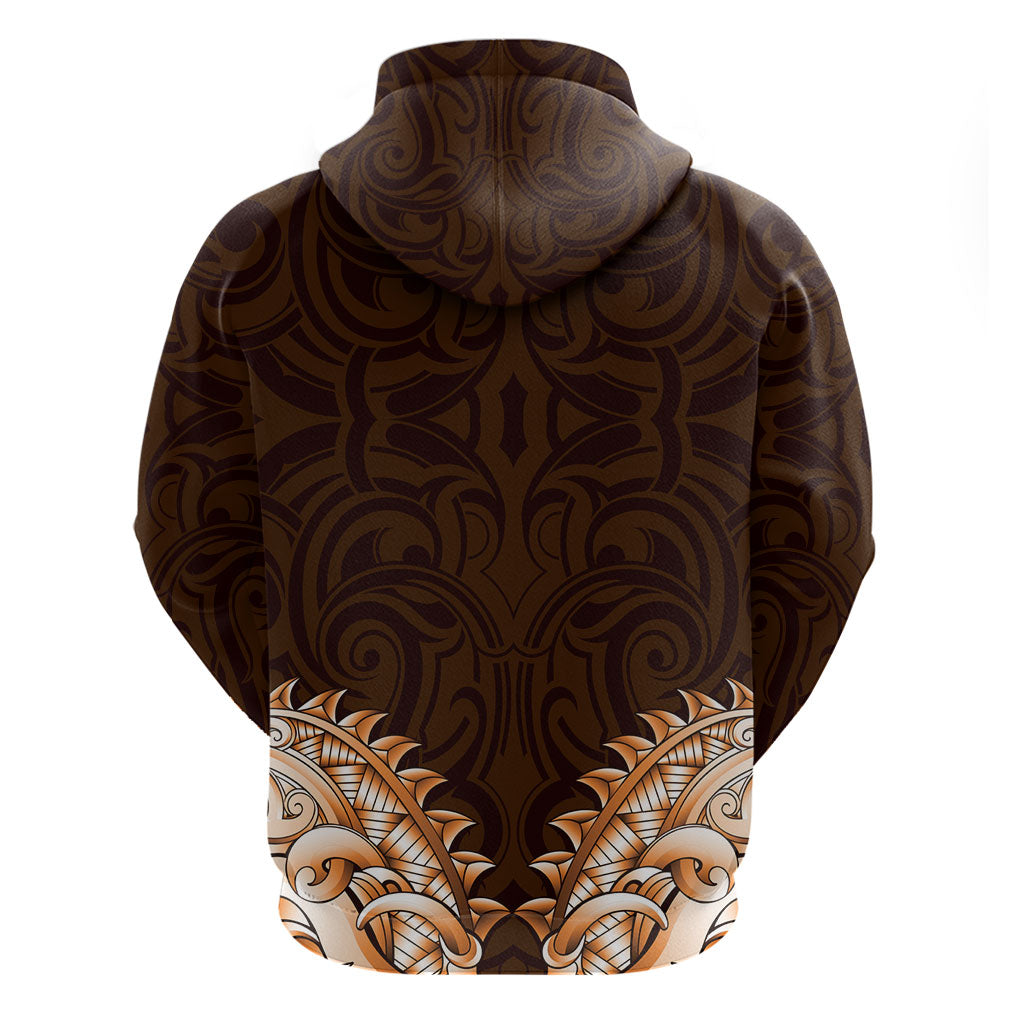 New Zealand Ta Moko Hoodie Aotearoa Maori Chest Tattoo Orange