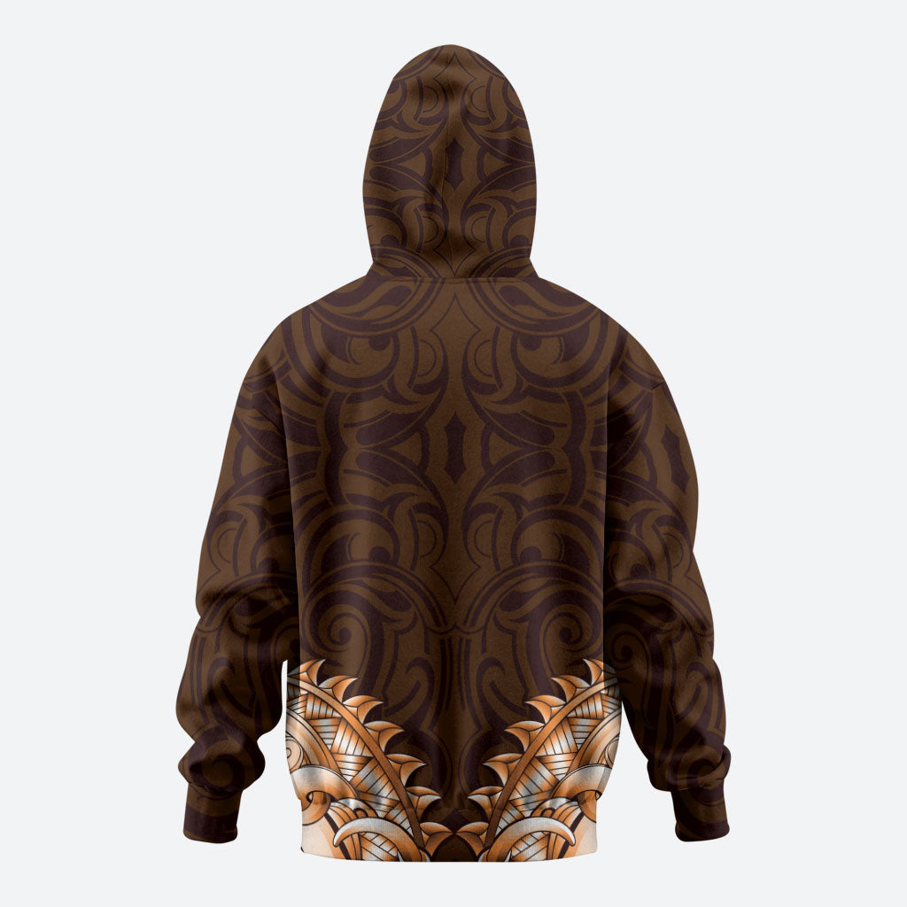 New Zealand Ta Moko Hoodie Aotearoa Maori Chest Tattoo Orange