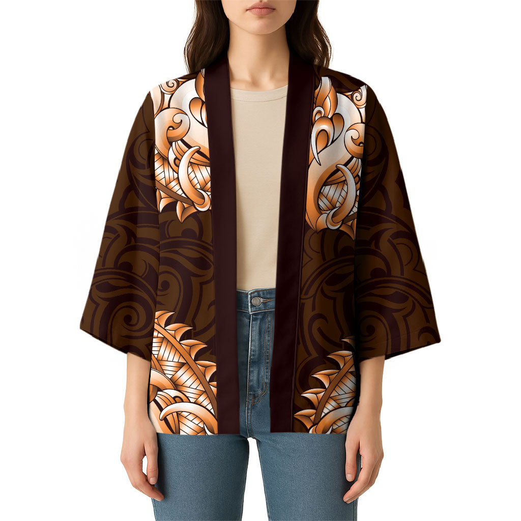 New Zealand Ta Moko Kimono Aotearoa Maori Chest Tattoo Orange