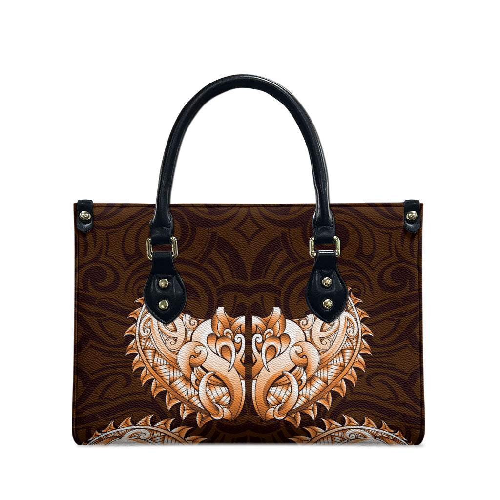 New Zealand Ta Moko Leather Bag Aotearoa Maori Chest Tattoo Orange