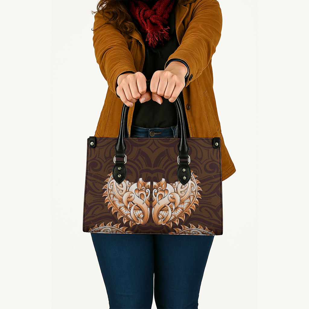 New Zealand Ta Moko Leather Bag Aotearoa Maori Chest Tattoo Orange