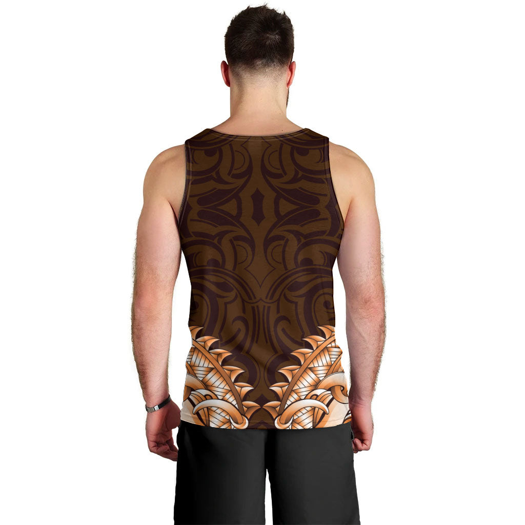 New Zealand Ta Moko Men Tank Top Aotearoa Maori Chest Tattoo Orange
