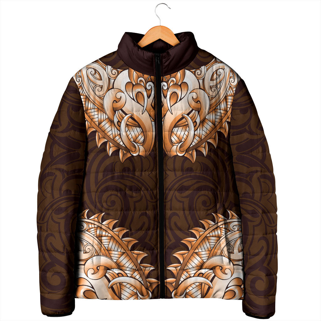 New Zealand Ta Moko Padded Jacket Aotearoa Maori Chest Tattoo Orange