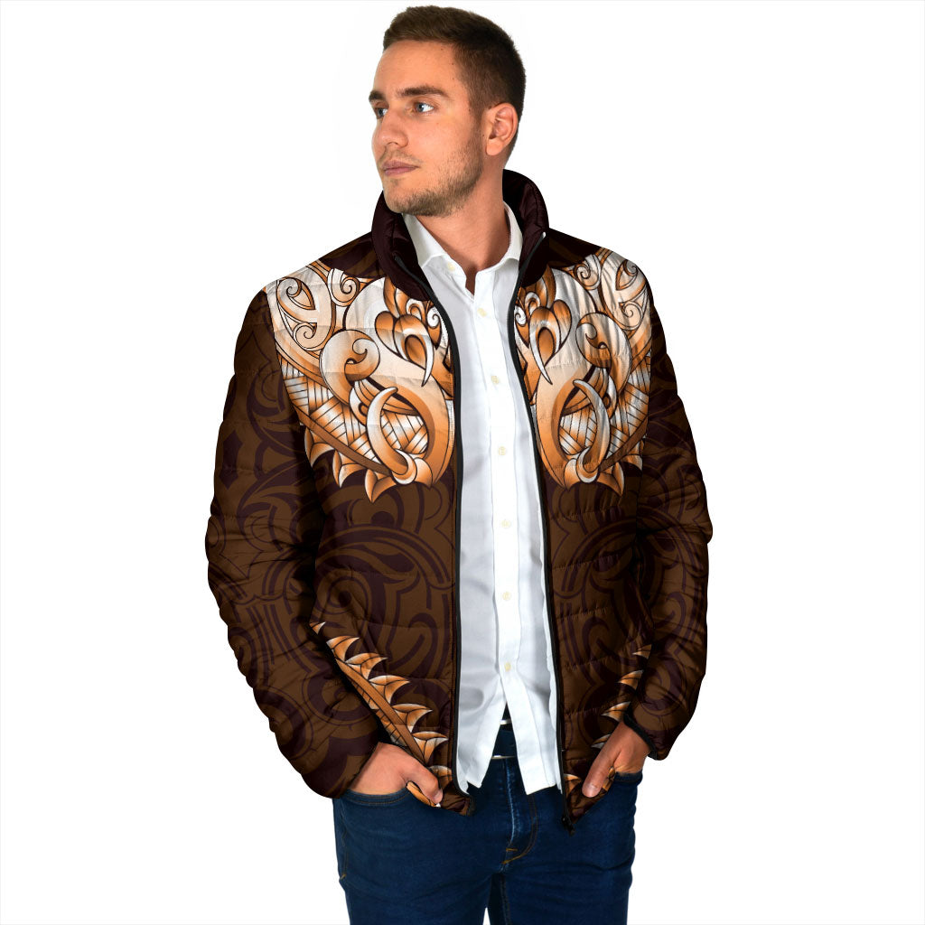 New Zealand Ta Moko Padded Jacket Aotearoa Maori Chest Tattoo Orange