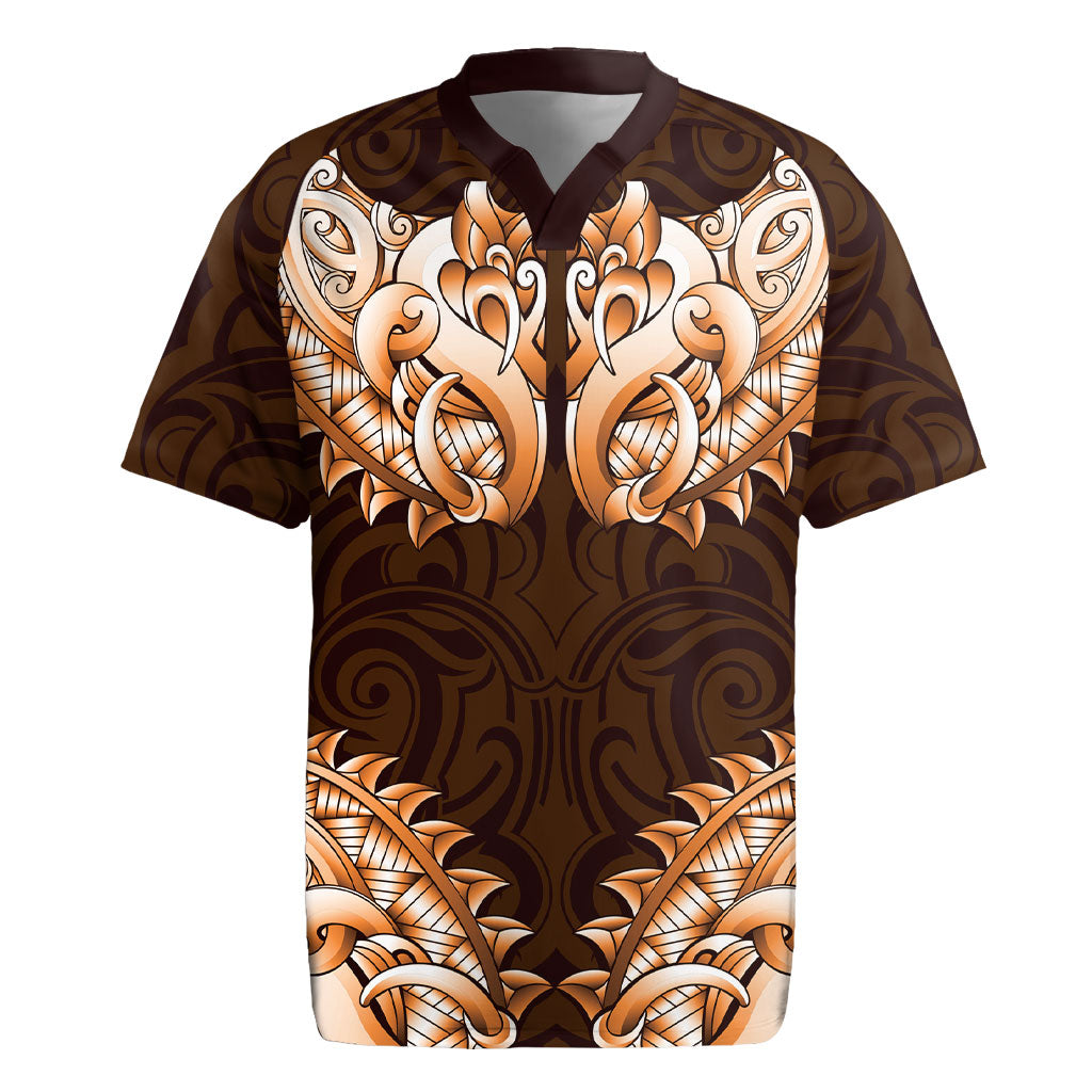 New Zealand Ta Moko Rugby Jersey Aotearoa Maori Chest Tattoo Orange