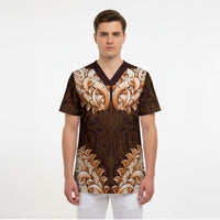New Zealand Ta Moko Scrub Top Aotearoa Maori Chest Tattoo Orange