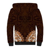New Zealand Ta Moko Sherpa Hoodie Aotearoa Maori Chest Tattoo Orange
