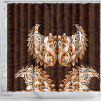 New Zealand Ta Moko Shower Curtain Aotearoa Maori Chest Tattoo Orange