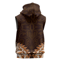 New Zealand Ta Moko Sleeveless Zip Hoodie Aotearoa Maori Chest Tattoo Orange