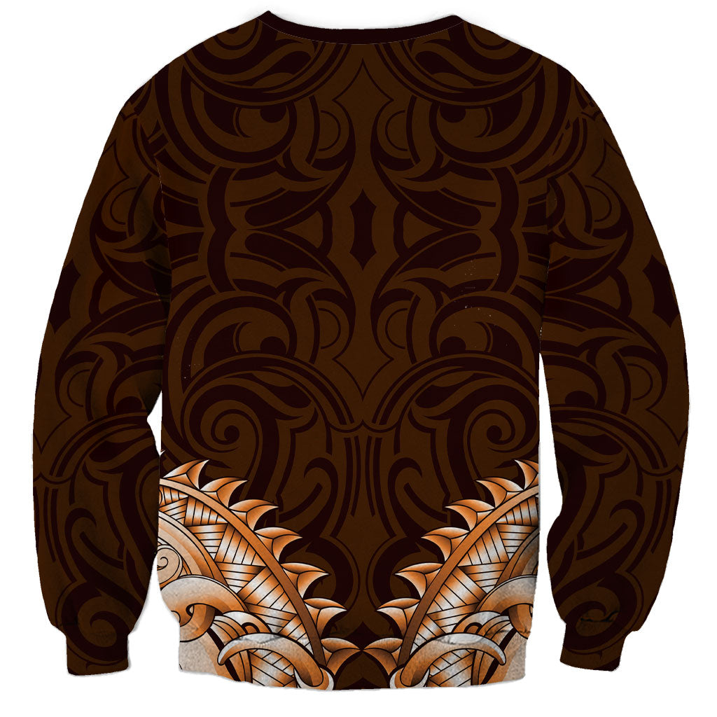 New Zealand Ta Moko Sweatshirt Aotearoa Maori Chest Tattoo Orange