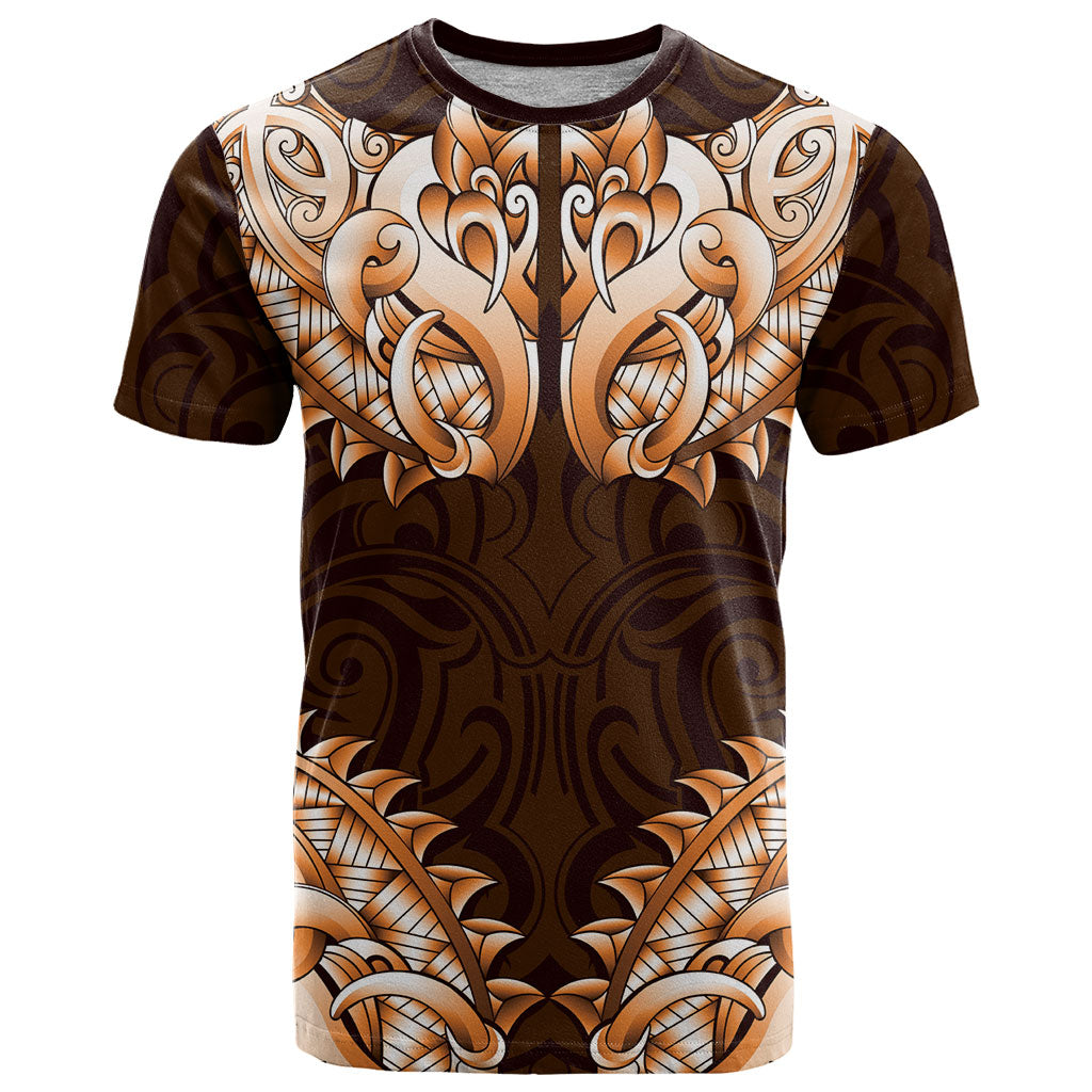 New Zealand Ta Moko T Shirt Aotearoa Maori Chest Tattoo Orange