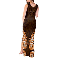 New Zealand Ta Moko Tank Maxi Dress Aotearoa Maori Chest Tattoo Orange