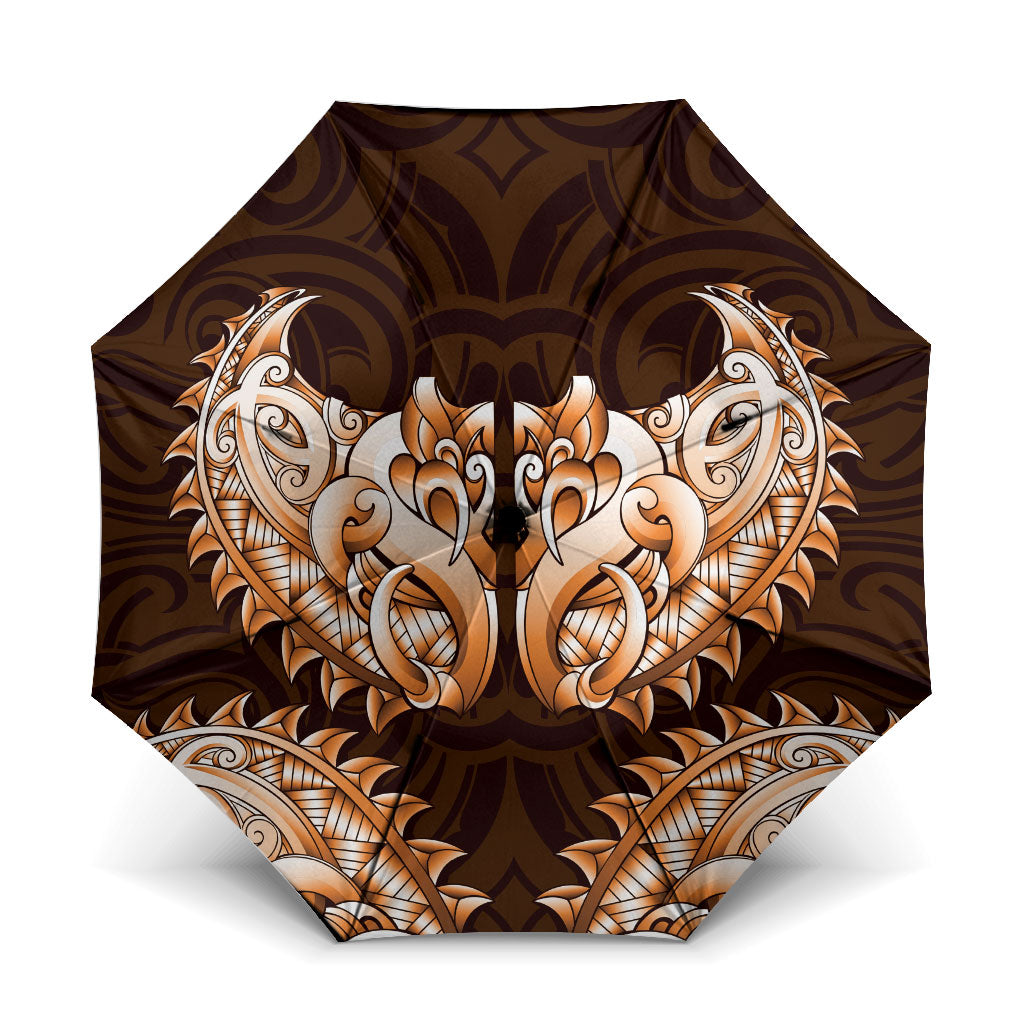 New Zealand Ta Moko Umbrella Aotearoa Maori Chest Tattoo Orange