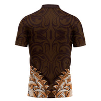 New Zealand Ta Moko Zipper Polo Shirt Aotearoa Maori Chest Tattoo Orange