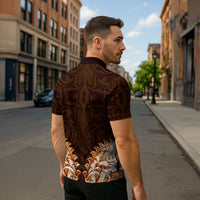 New Zealand Ta Moko Zipper Polo Shirt Aotearoa Maori Chest Tattoo Orange