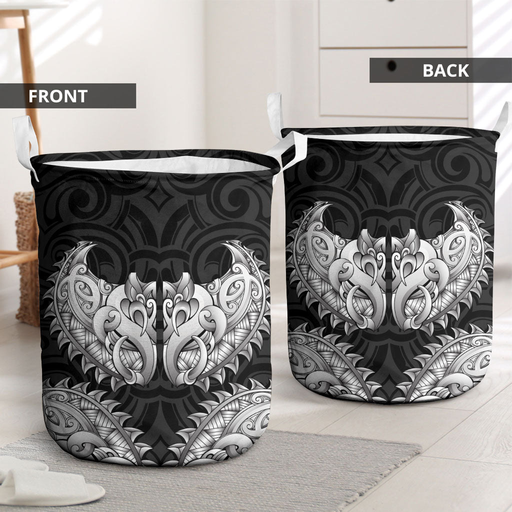 New Zealand Ta Moko Laundry Basket Aotearoa Maori Chest Tattoo Black