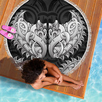 New Zealand Ta Moko Beach Blanket Aotearoa Maori Chest Tattoo Black