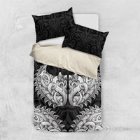 New Zealand Ta Moko Bedding Set Aotearoa Maori Chest Tattoo Black