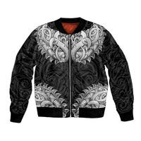 New Zealand Ta Moko Bomber Jacket Aotearoa Maori Chest Tattoo Black