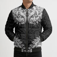 New Zealand Ta Moko Bomber Puffer Jacket Aotearoa Maori Chest Tattoo Black
