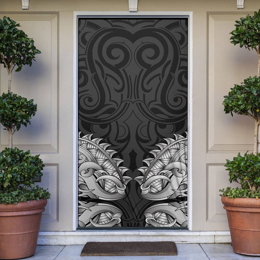 New Zealand Ta Moko Door Cover Aotearoa Maori Chest Tattoo Black