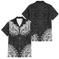 New Zealand Ta Moko Family Matching Off The Shoulder Long Sleeve Dress and Hawaiian Shirt Aotearoa Maori Chest Tattoo Black