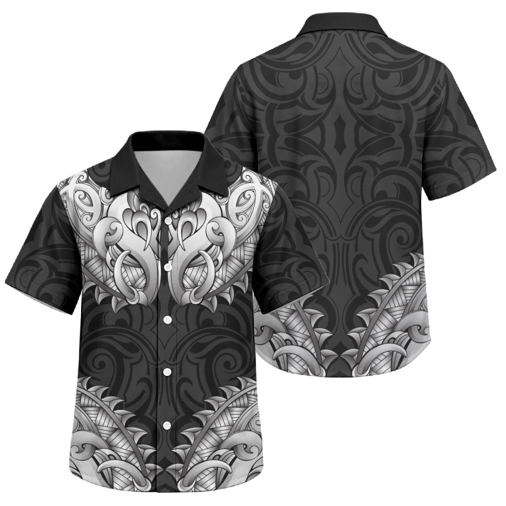 New Zealand Ta Moko Family Matching Summer Maxi Dress and Hawaiian Shirt Aotearoa Maori Chest Tattoo Black