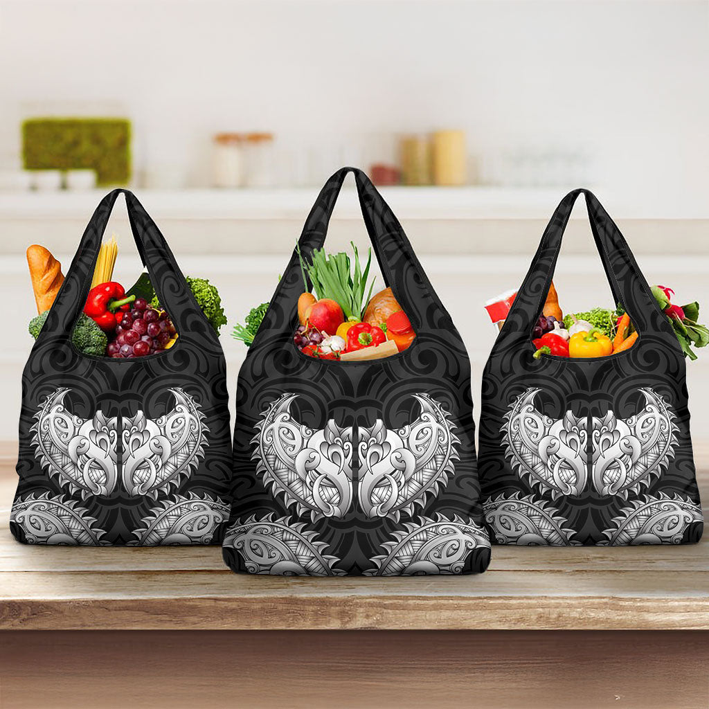 New Zealand Ta Moko Grocery Bag Aotearoa Maori Chest Tattoo Black