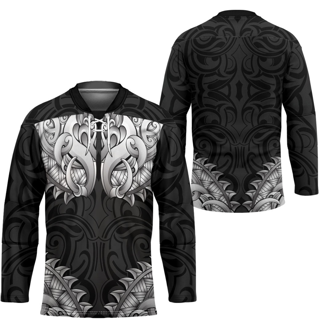 New Zealand Ta Moko Hockey Jersey Aotearoa Maori Chest Tattoo Black
