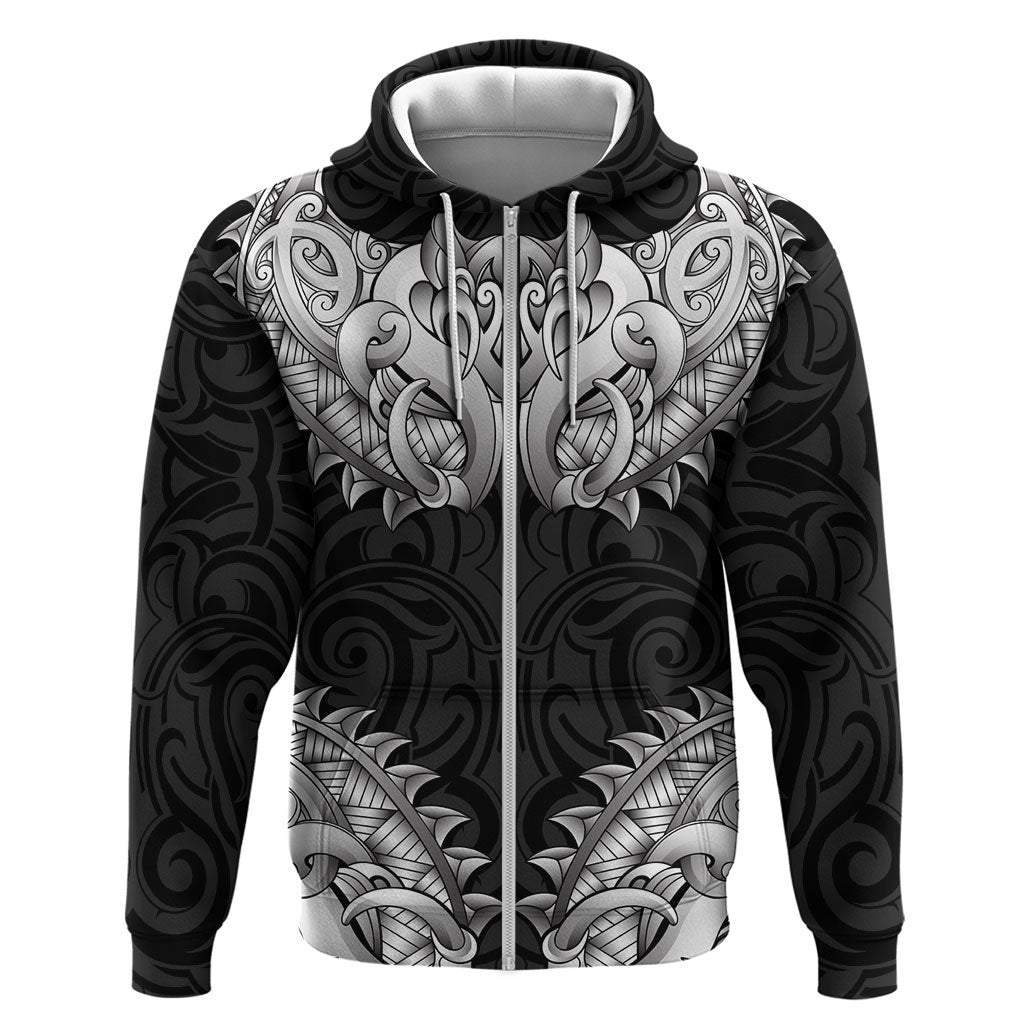 New Zealand Ta Moko Hoodie Aotearoa Maori Chest Tattoo Black