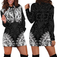 New Zealand Ta Moko Hoodie Dress Aotearoa Maori Chest Tattoo Black