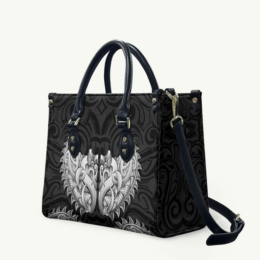 New Zealand Ta Moko Leather Bag Aotearoa Maori Chest Tattoo Black