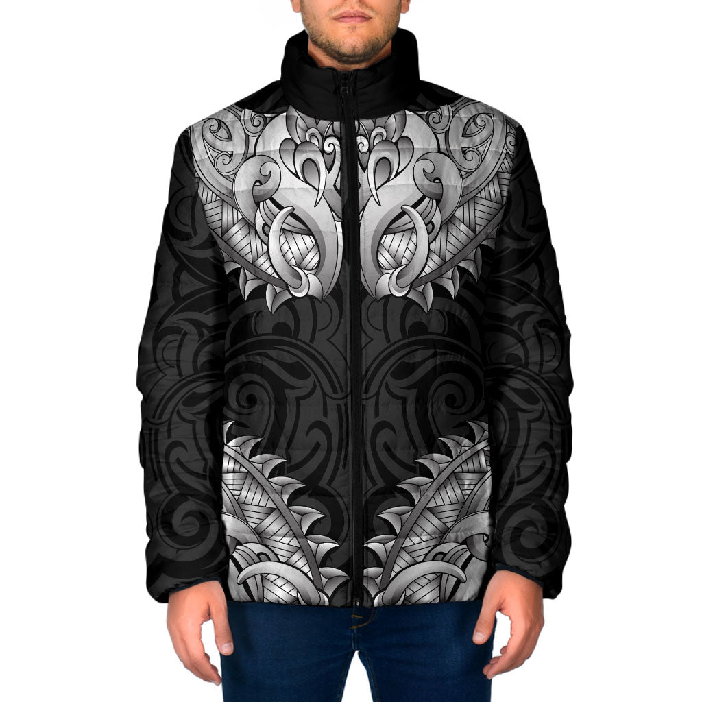 New Zealand Ta Moko Padded Jacket Aotearoa Maori Chest Tattoo Black