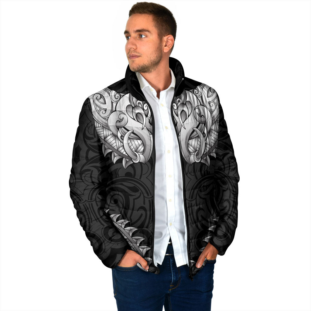 New Zealand Ta Moko Padded Jacket Aotearoa Maori Chest Tattoo Black