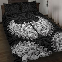 New Zealand Ta Moko Quilt Bed Set Aotearoa Maori Chest Tattoo Black