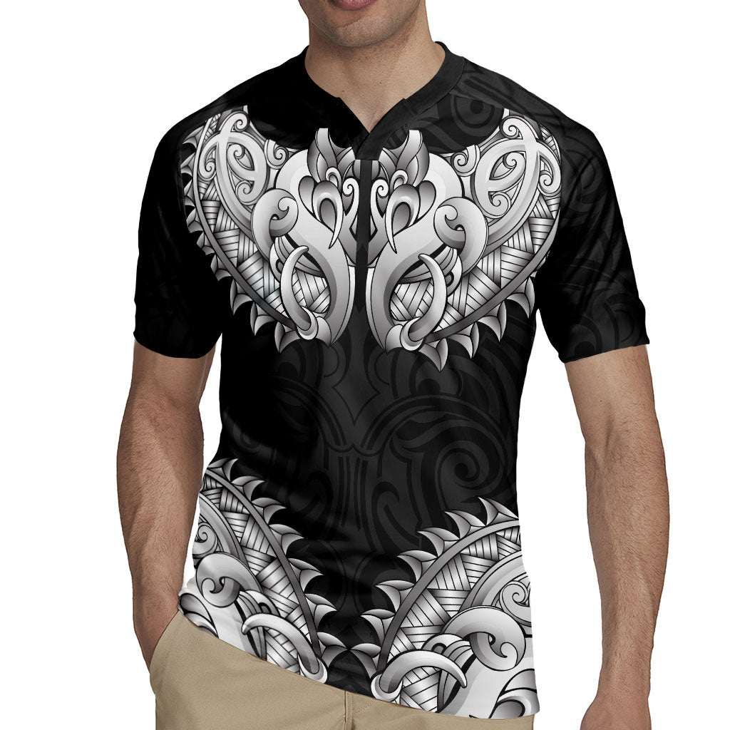 New Zealand Ta Moko Rugby Jersey Aotearoa Maori Chest Tattoo Black