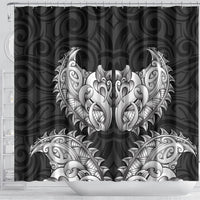 New Zealand Ta Moko Shower Curtain Aotearoa Maori Chest Tattoo Black