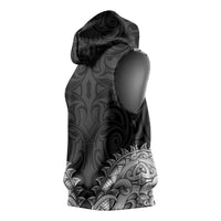 New Zealand Ta Moko Sleeveless Hoodie Aotearoa Maori Chest Tattoo Black