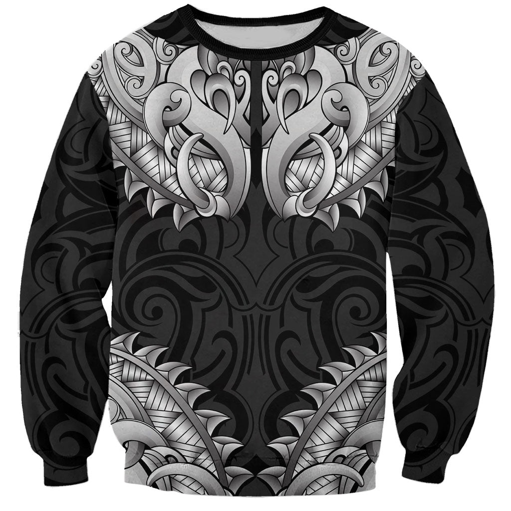 New Zealand Ta Moko Sweatshirt Aotearoa Maori Chest Tattoo Black