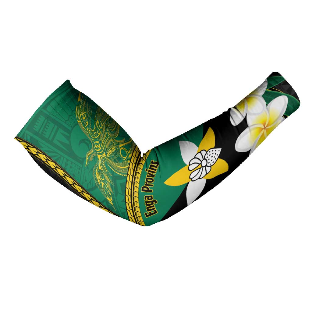 Personalised PNG Enga Provins Arm Sleeves Papua New Guinea Plumeria Melanesian Pattern - Polynesian Pride