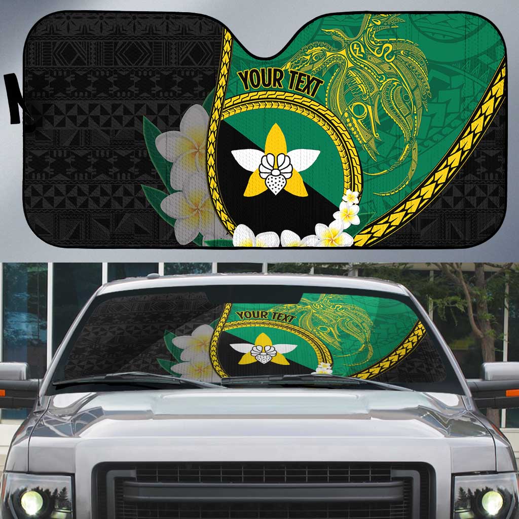 Personalised PNG Enga Provins Auto Sun Shade Papua New Guinea Plumeria Melanesian Pattern - Polynesian Pride