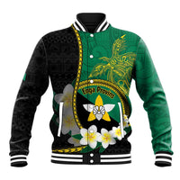 Personalised PNG Enga Provins Baseball Jacket Papua New Guinea Plumeria Melanesian Pattern - Polynesian Pride