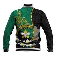 Personalised PNG Enga Provins Baseball Jacket Papua New Guinea Plumeria Melanesian Pattern - Polynesian Pride