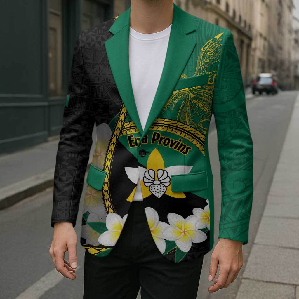 Personalised PNG Enga Provins Blazer Papua New Guinea Plumeria Melanesian Pattern LT14 - Polynesian Pride