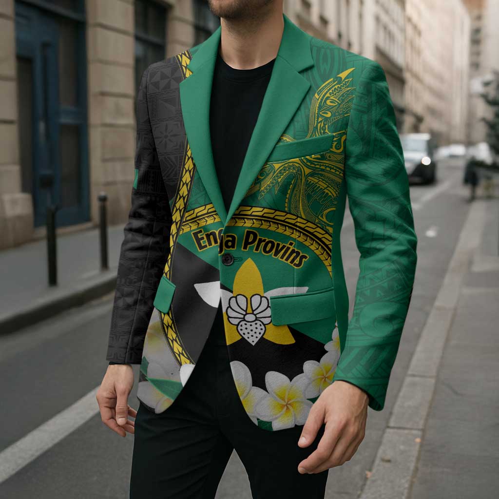Personalised PNG Enga Provins Blazer Papua New Guinea Plumeria Melanesian Pattern LT14 - Polynesian Pride